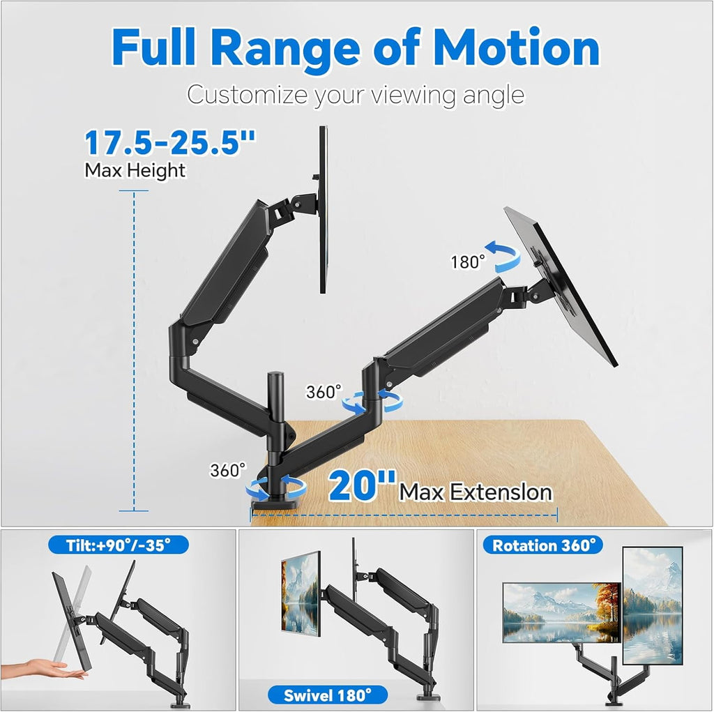 for 17-27 inch Computer Screens, Adjustable Riser Holds up to 20 lbs, Black - Image 3