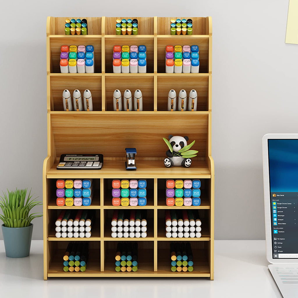 Marbrasse Upgraded Wooden Pencil Holder, Pen Organizer for Desk ,   Desktop Stationary Organizer Caddy - Image 5