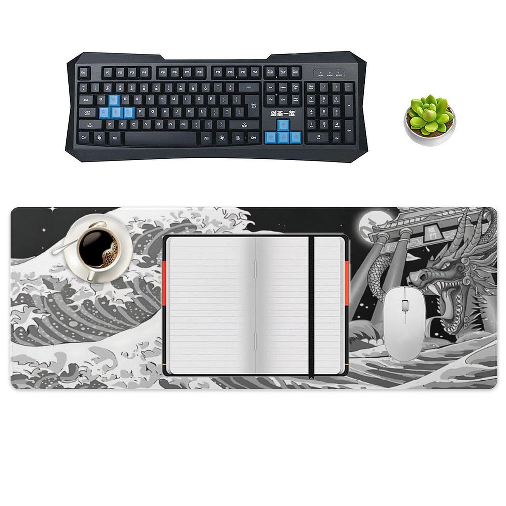 Gaming Mouse Pad Waves Sea Dragon Mouse Pad 31.5x11.8 Inch, Extended XL Computer Desk Mat Waterproof Non-Slip Long De... - Image 4