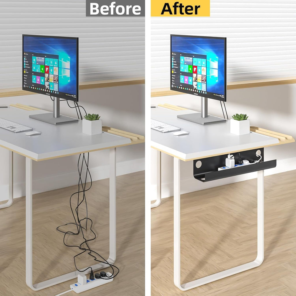 LazySpin 2 Pack Under Desk Wire & Cable Management Organizers, Black - Image 2
