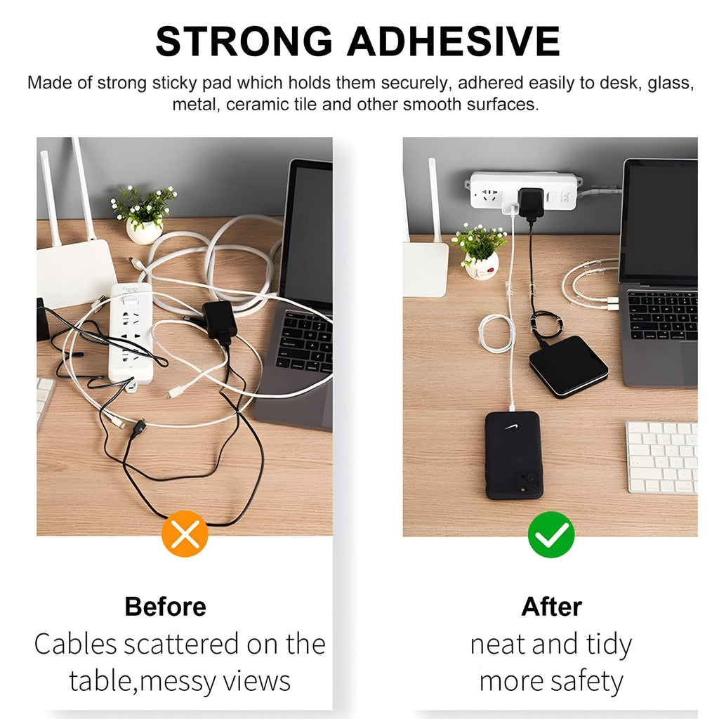 20pcs JacobsParts Clear Plastic Adhesive Cable Cord Wire Organizer Clips Holders for Office, Under Desk, Car, PC, TV, Christmas Lights  (0.2 - Image 5