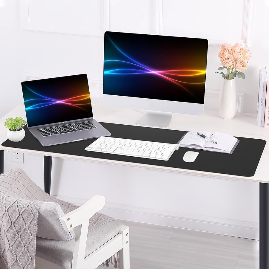 Large Desk Mat 47.2" x 17" Leather Desk Pad Protector with Natural Cork & PU Leather, Non-Slip Office Desk Mat, Large... - Image 3