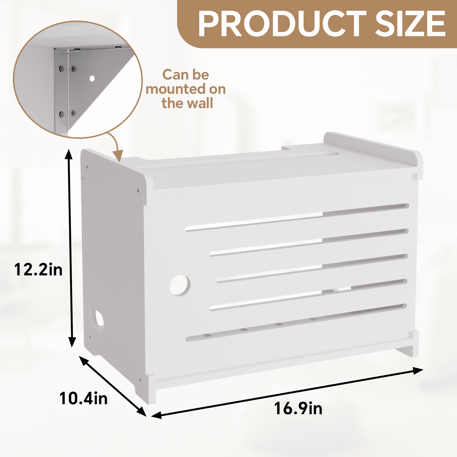 Wooden WiFi Router Storage Box Hider Shelf, Decorative Projector Box Hider Rack Countertop, for Cable, Modem, Interne... - Image 5
