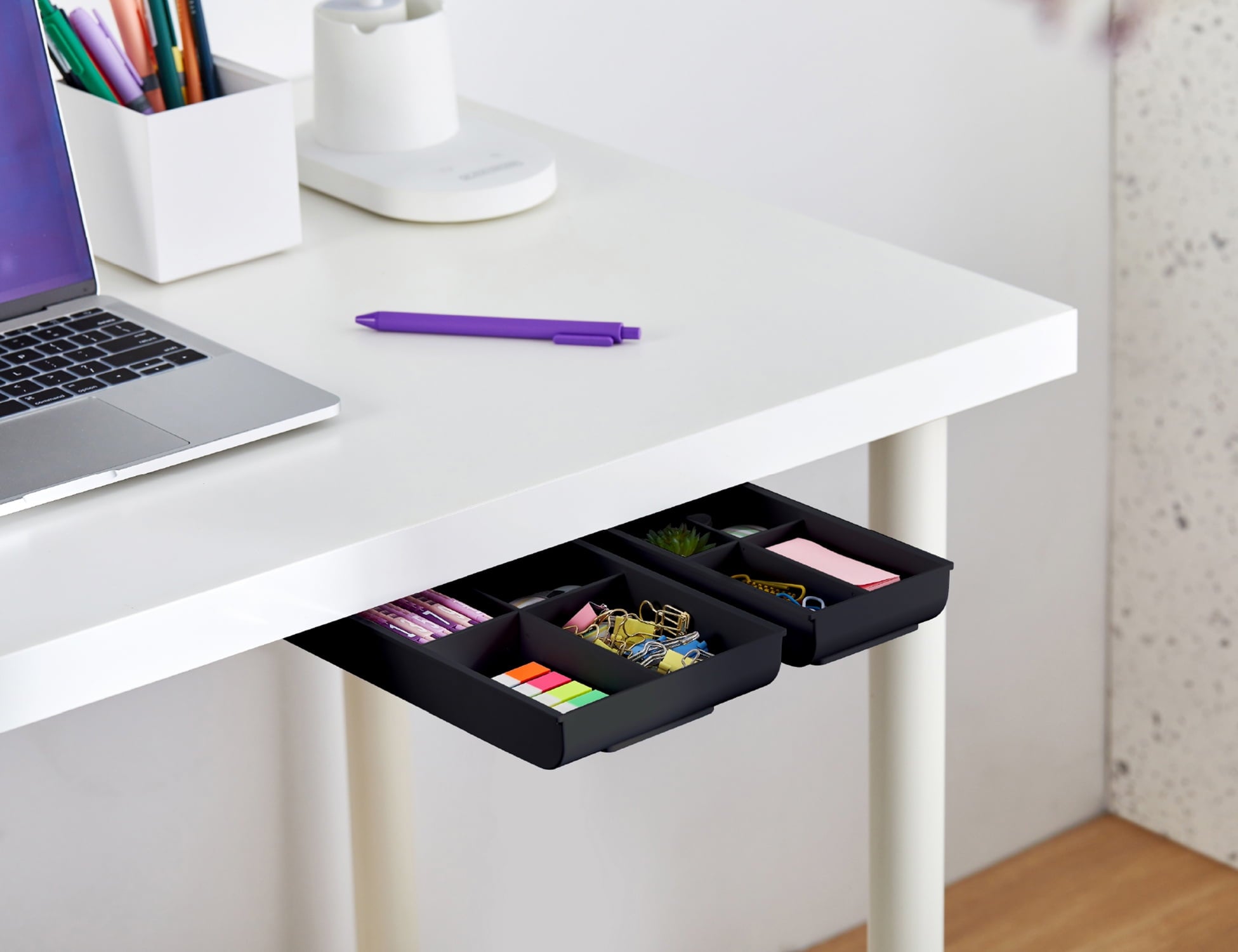 Desk Drawer for Organization, Self-Adhesive Organizer, Desk Storage, Black, Pack of 2 - Image 5