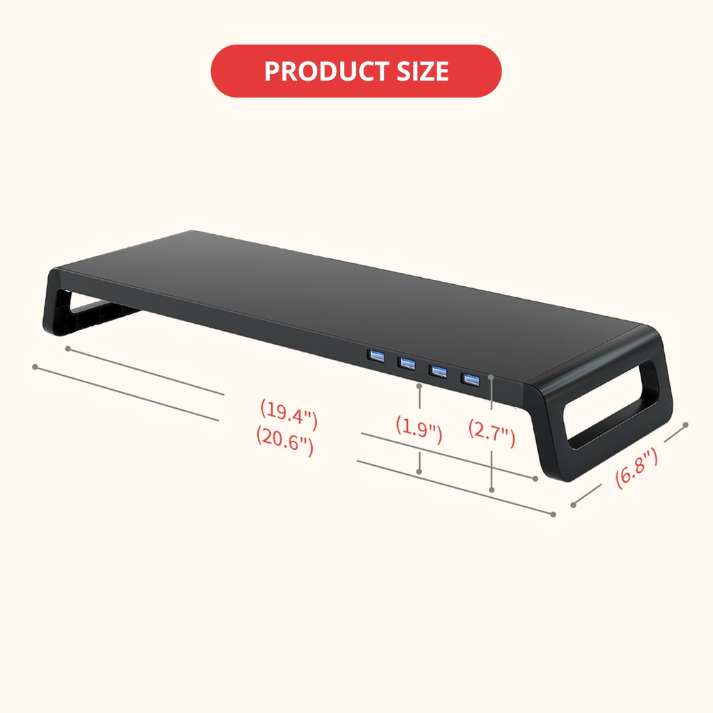Monitor and Laptop Desk Stand with USB 3.0 HUB, Hold Up to 46 lbs, Black - Image 2