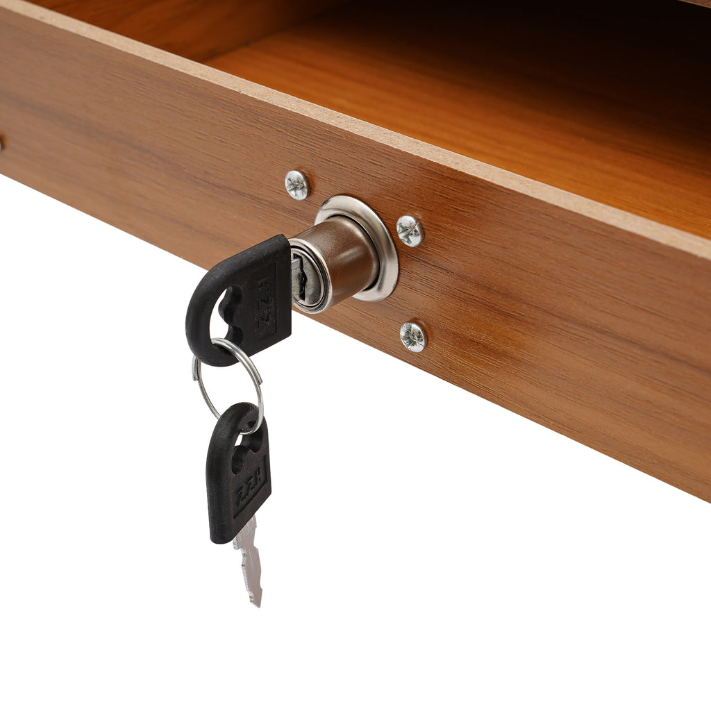 Monitor Stand Riser Adjustable Height Desk Organizer with Lockable Drawer and Compartments - Image 2