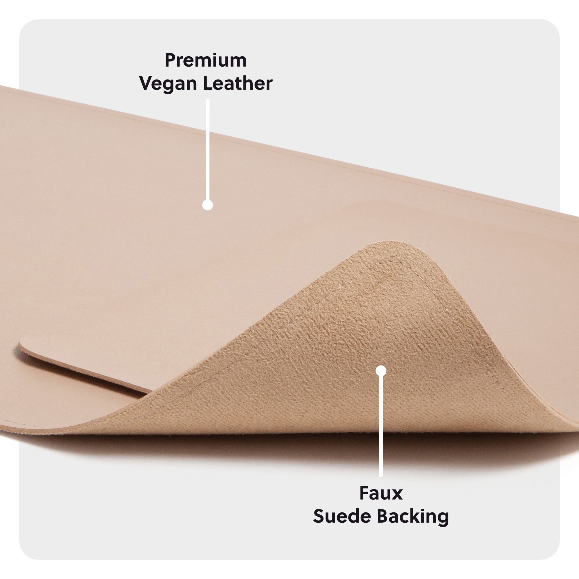 UBrandsDesk Pad, Vegan Leather, Non-Slip Backing, 31.5 x 15.7 in., Iced Latte - Image 3