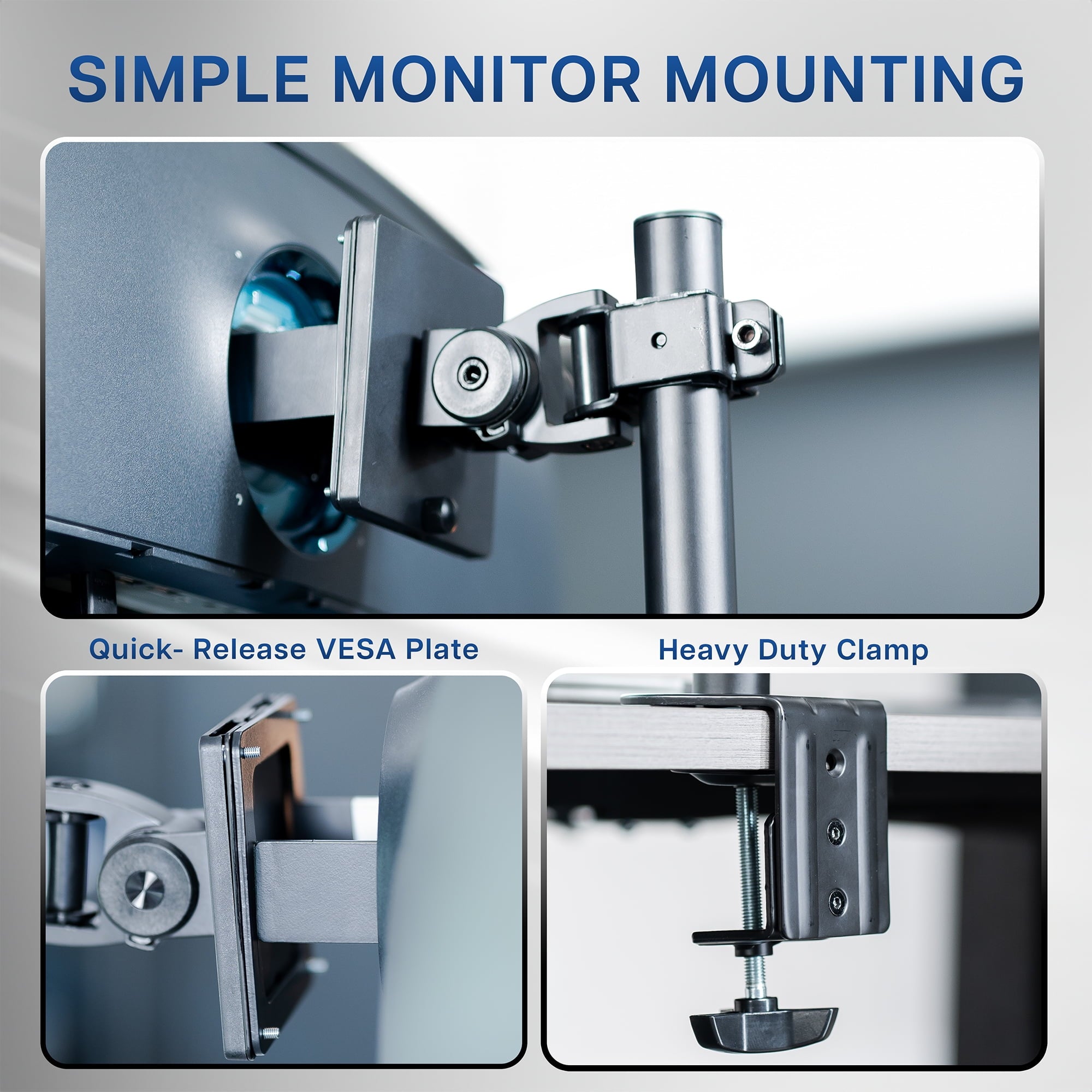 VIVO Dual Ultrawide Monitor Desk Mount, Stand for 2 Computer Screens up to 49" - Image 4