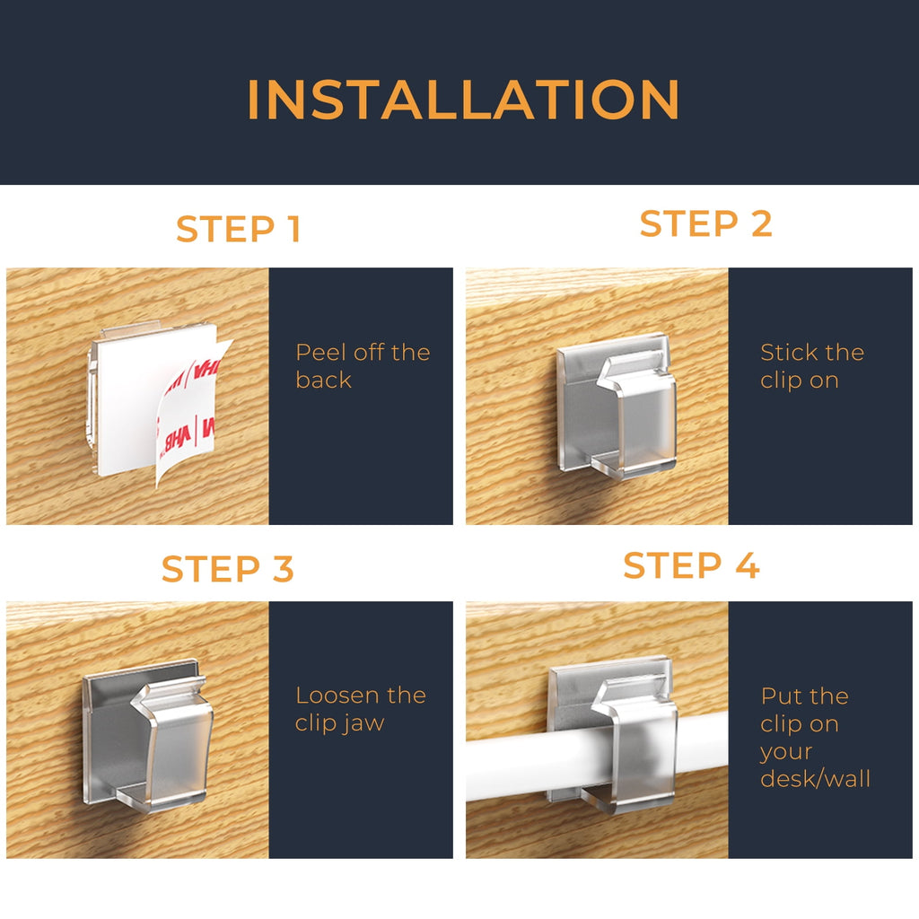 Cable Clips with Strong Self-Adhesive, R Shape Cable Management TV PC Wire Holder Sticky Tidy and Organizer Cord and ... - Image 6