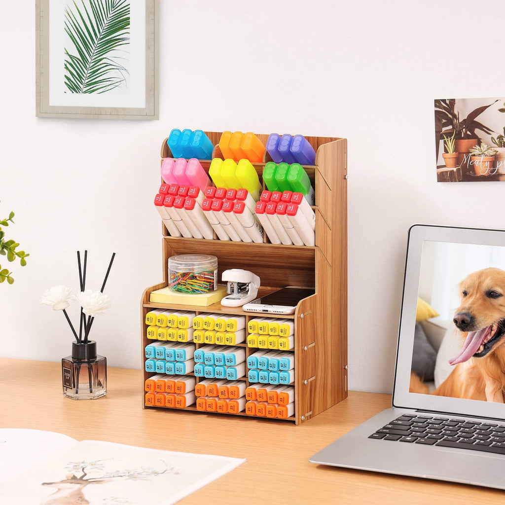 Marbrasse Upgraded Wooden Pencil Holder, Pen Organizer for Desk ,   Desktop Stationary Organizer Caddy - Image 2
