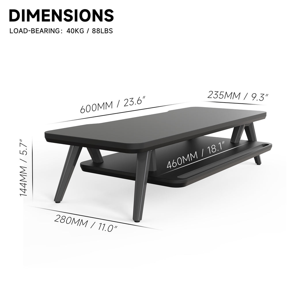 Monitor Stand, 2 Tiers Monitor Stands Riser, 23.6 Inch Computer Monitor Riser with Storage Organizer - Image 2