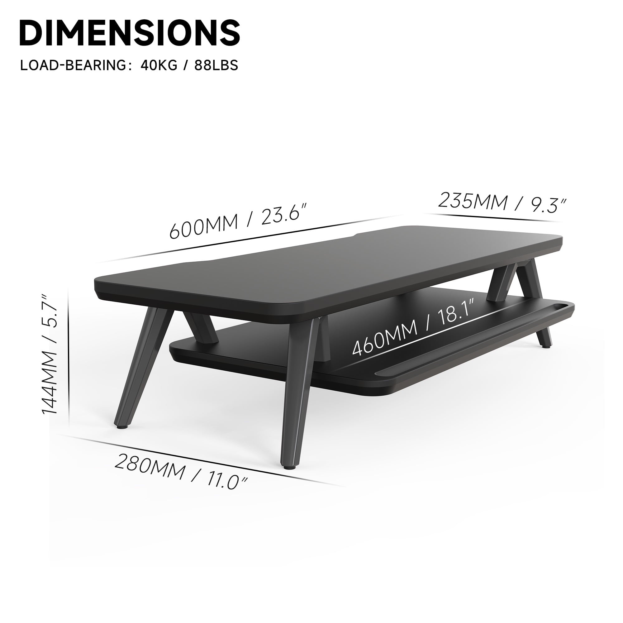 Monitor Stand, 2 Tiers Monitor Stands Riser, 23.6 Inch Computer Monitor Riser with Storage Organizer - Image 2