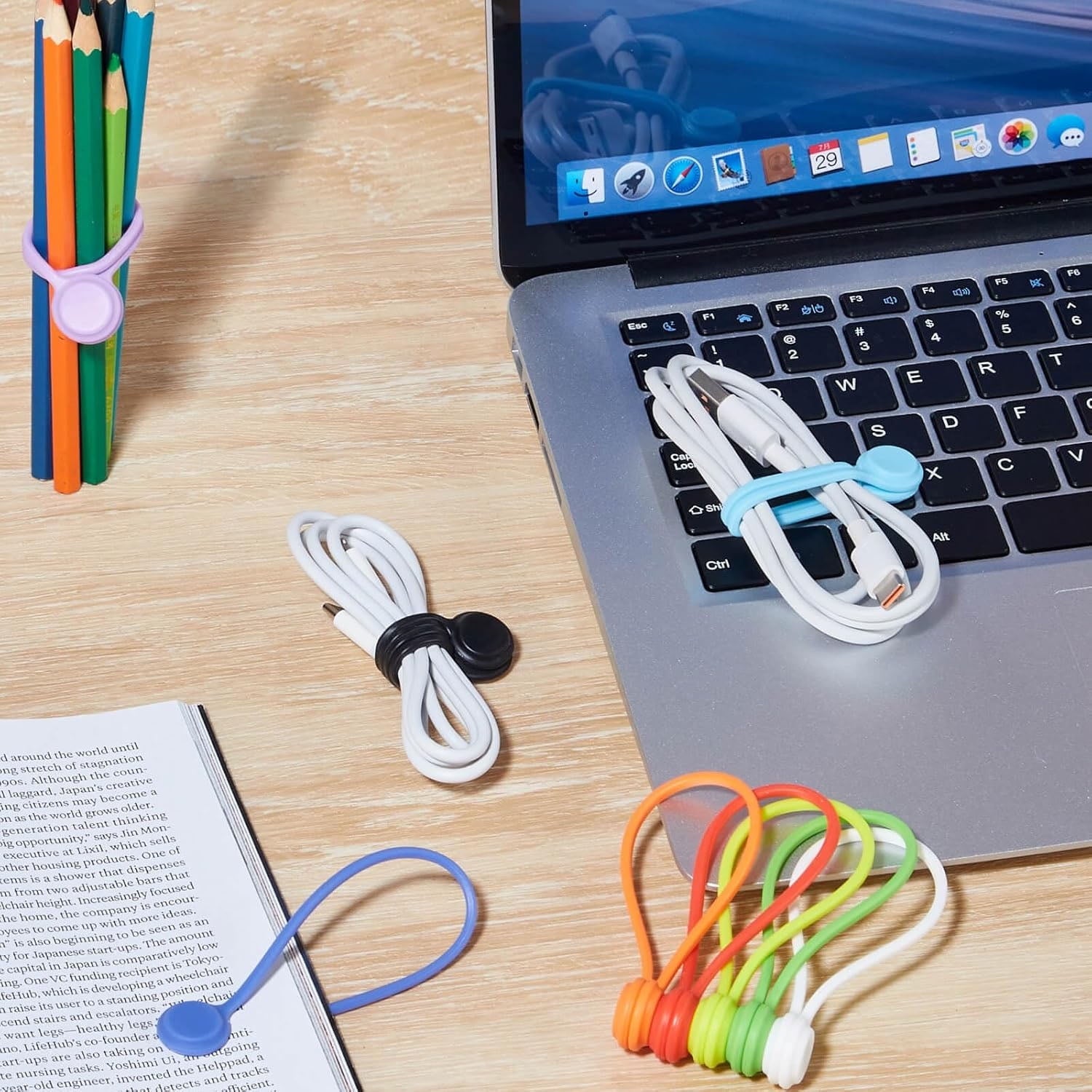 Magnetic Cable Ties 10 PCS Reusable Cable Organizers Earbuds Cords USB Cable Manager Keeper Wrap Ties Straps Bookmark... - Image 3