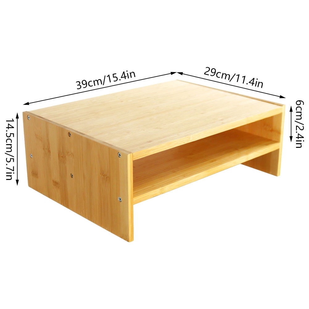 2-Tier Bamboo Monitor Riser Stand Desk Laptop Stand for Workstation Home Office Computer Laptop Printer Stand Natural... - Image 3