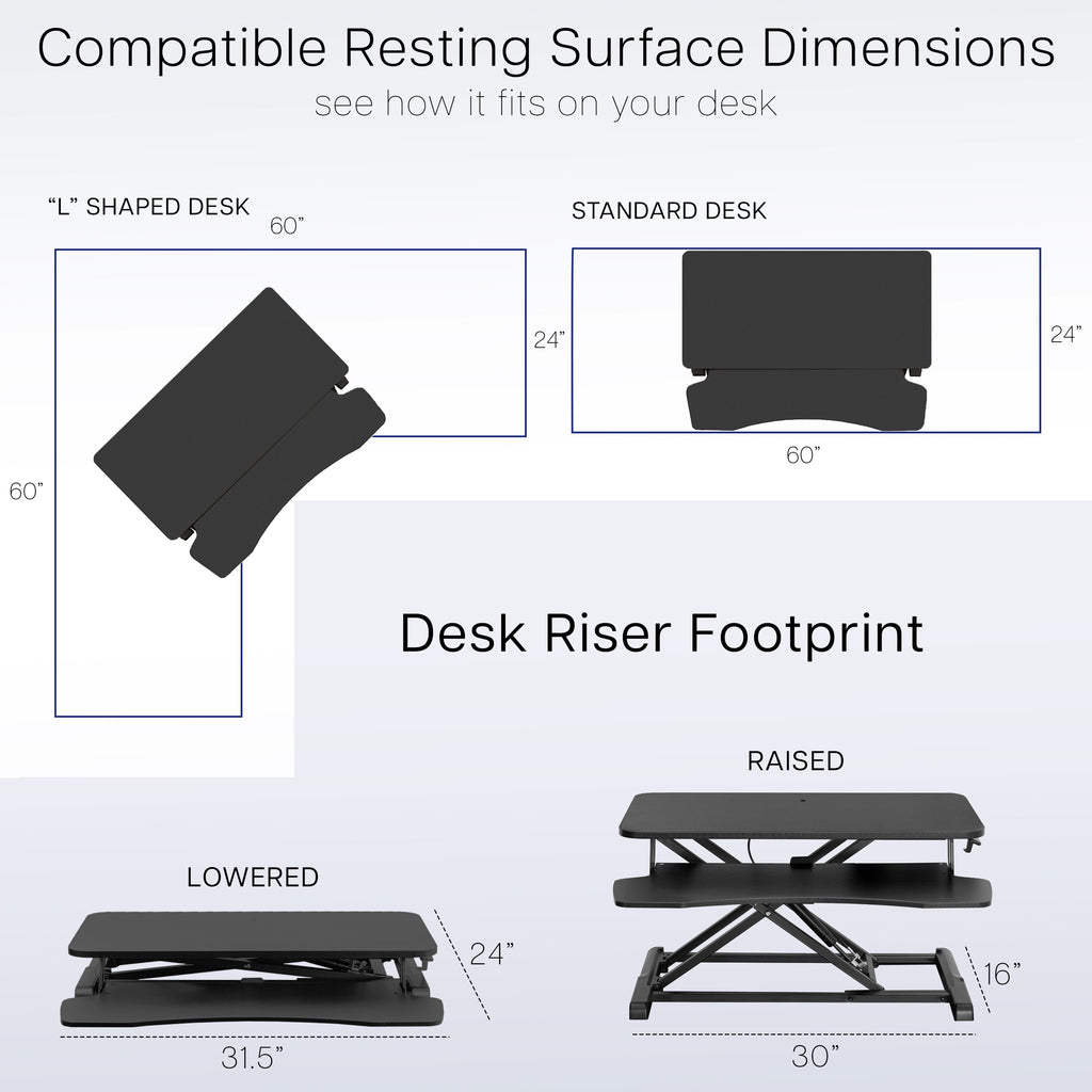 Black Height Adjustable Standing Desk Monitor Riser 32" Sit Stand Tabletop - Image 6