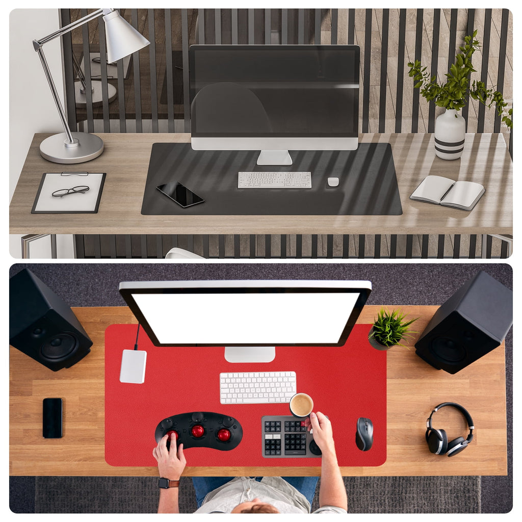 31"x15" Large Desk Mat, PU Leather Dual Side Large Desk Pad, Khaki - Image 5