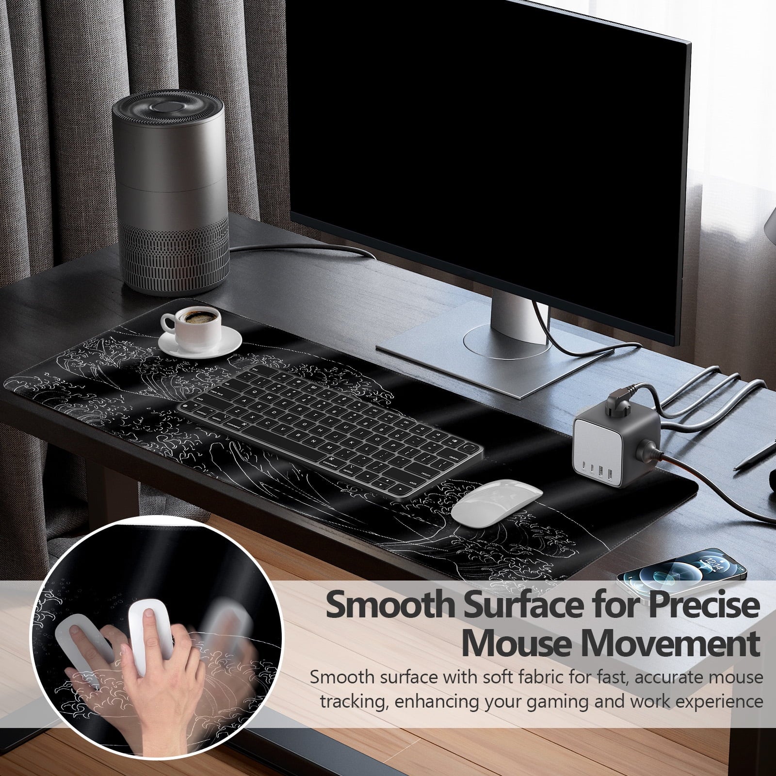 Gaming Mouse Pad with Stitched Edges,31.5" x 11.8" Extended Desk Mat Pad 3mm Thick Anti-Slip Rubber Base Keyboard Pad... - Image 6