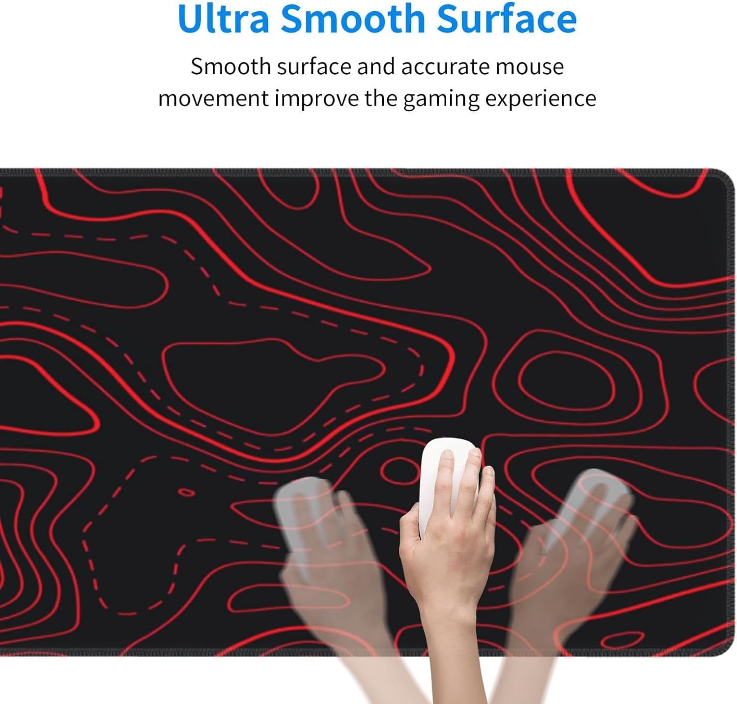 Red Black Topographic Mouse Pad Large Gaming Desk Mat Computer Mousepad XL Long Non-Slip Laptop Keyboard Mat for Offi... - Image 5