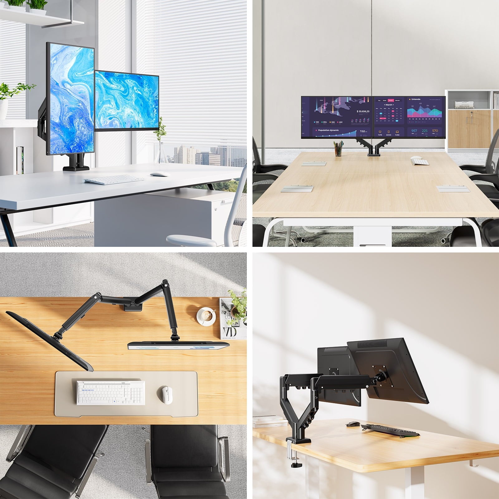 Dual Monitor Mount Stand for 13-32 inch, Gas Spring Monitor Arm for 2 Monitor, Dual Monitor Desk Mount with Tilt, Swi... - Image 2