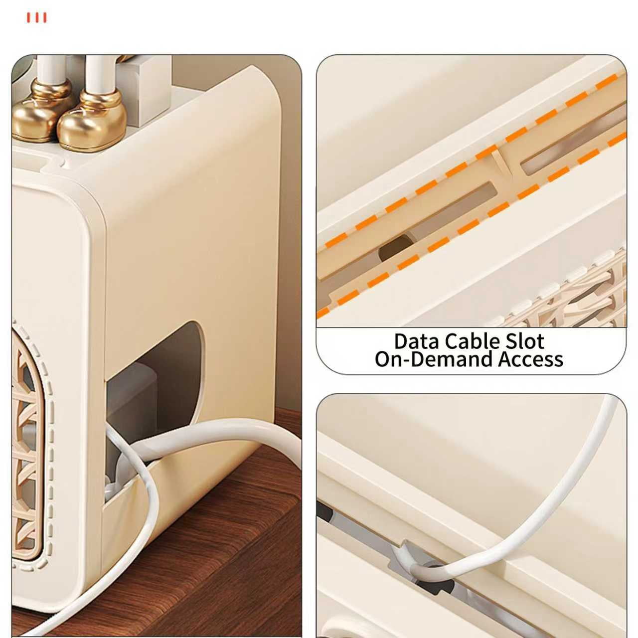 Boho Rattan Cable Management Box with Charging Station, WiFi Router Organizer Box for Desk & Nightstand, Cord Organizer to Hide Wires - Image 2