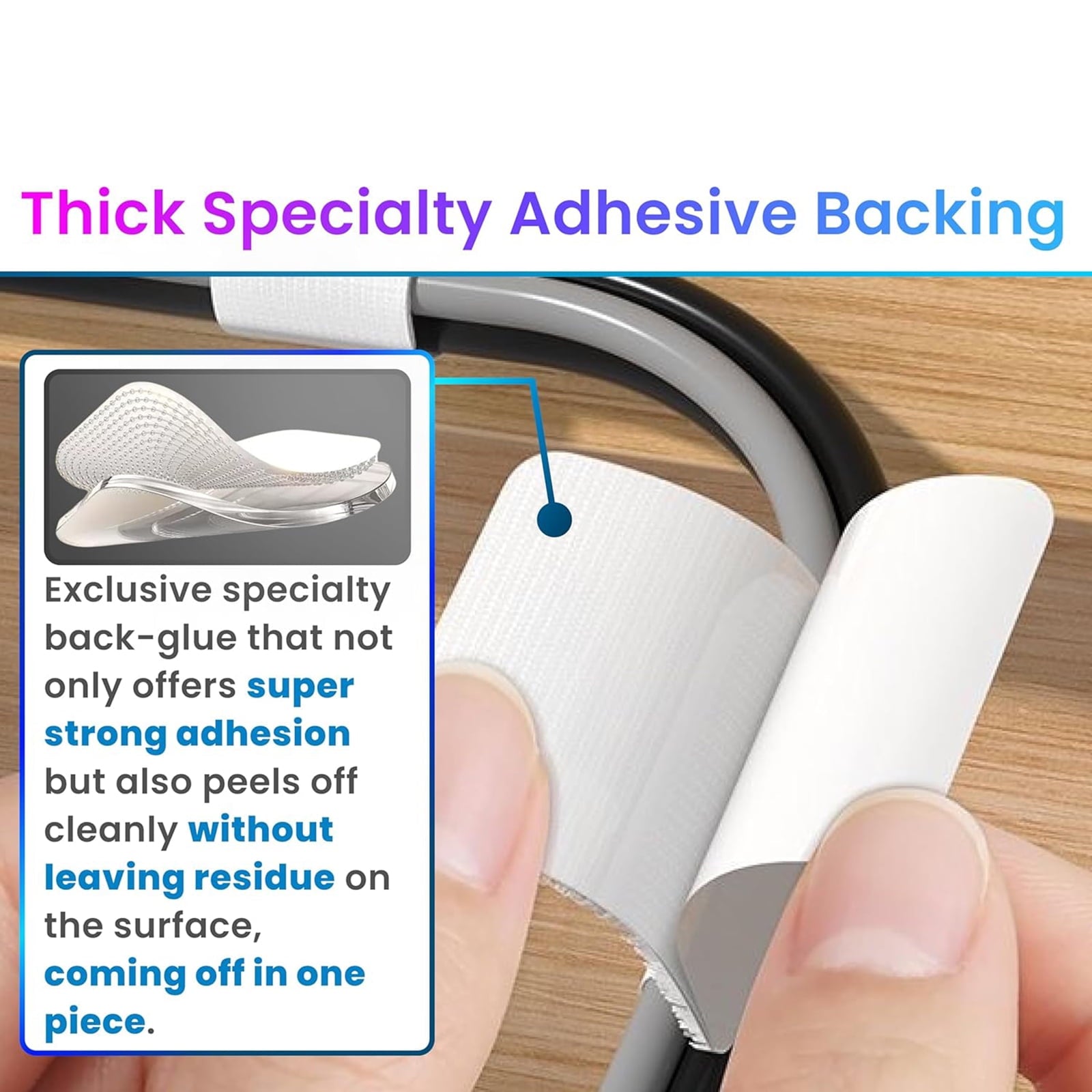 and Loop Cable Ties, Self Adhesive and Loop Cable Straps, Sticky-back Cord Organizer, Cable Clip, Household & Office ... - Image 6