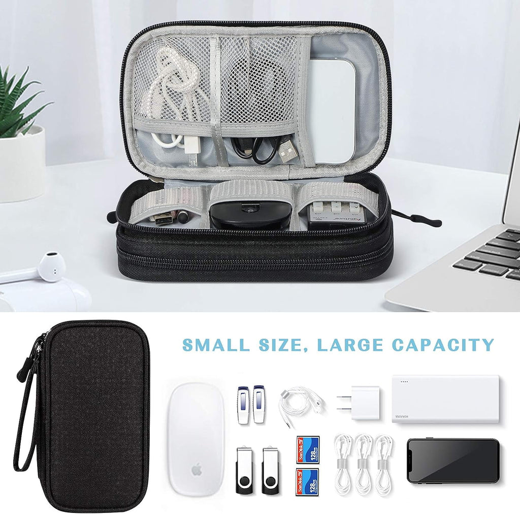 Black Travel Cable Organizer Bag Electronic Organizer Pouch Bag Electronic for Cable, Cord, Charger Accessories Doubl... - Image 4