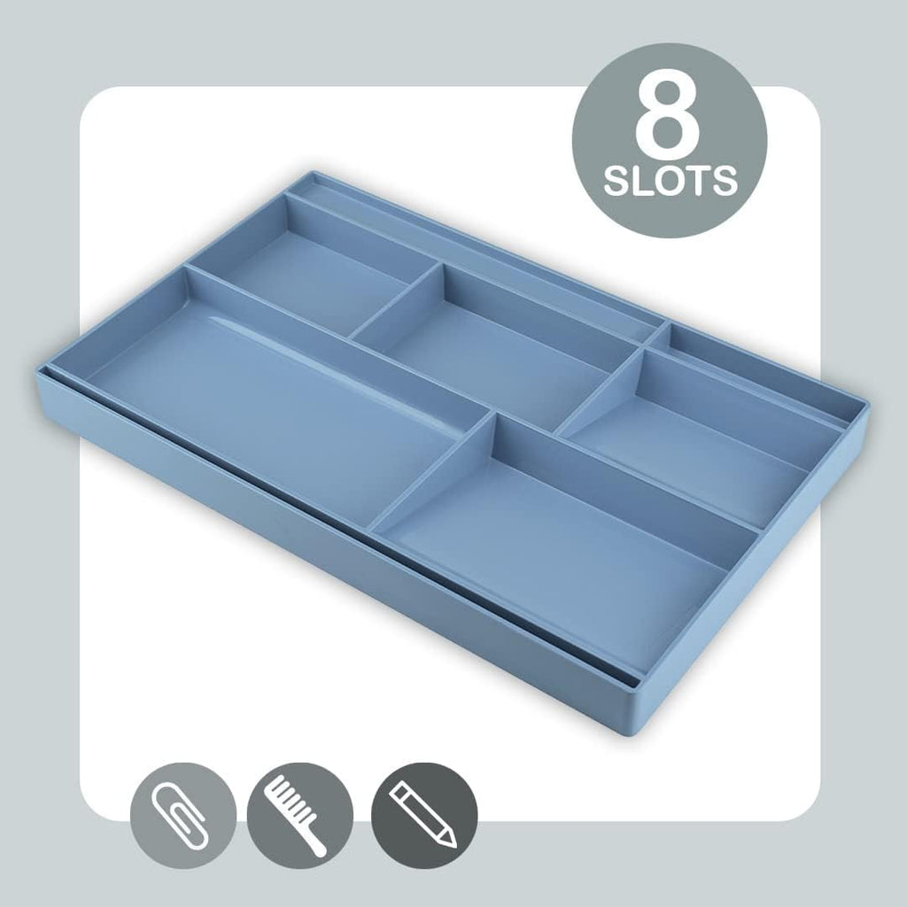 Desk Drawer Organizer Tray with 8 Compartments Multi-Purpose Bin for Office Supplies, Makeup, and Accessories Fits in... - Image 4