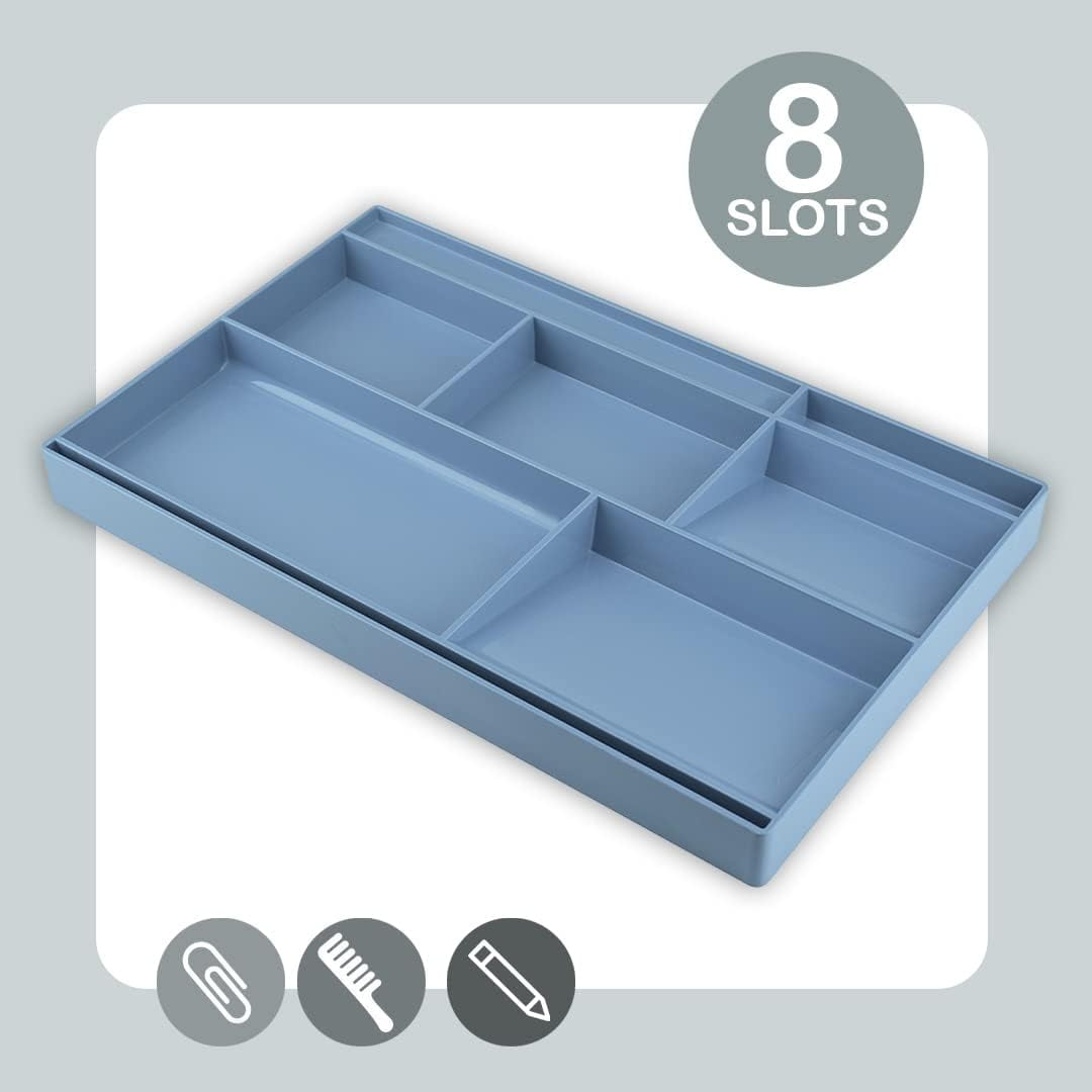 Desk Drawer Organizer Tray with 8 Compartments Multi-Purpose Bin for Office Supplies, Makeup, and Accessories Fits in... - Image 4