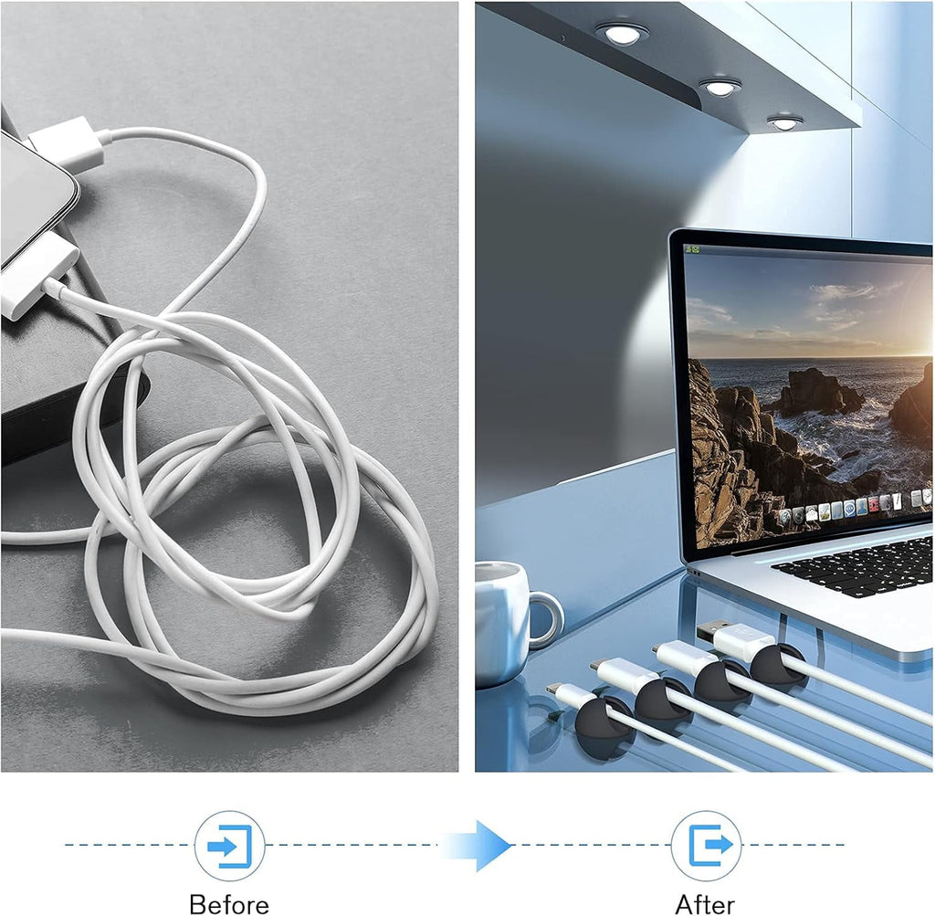 12 Pack Cable Clips, Znben Cable Holder for Desk Cord Organizer Adhesive Cord Management Charger Wire Holder Clips fo... - Image 2