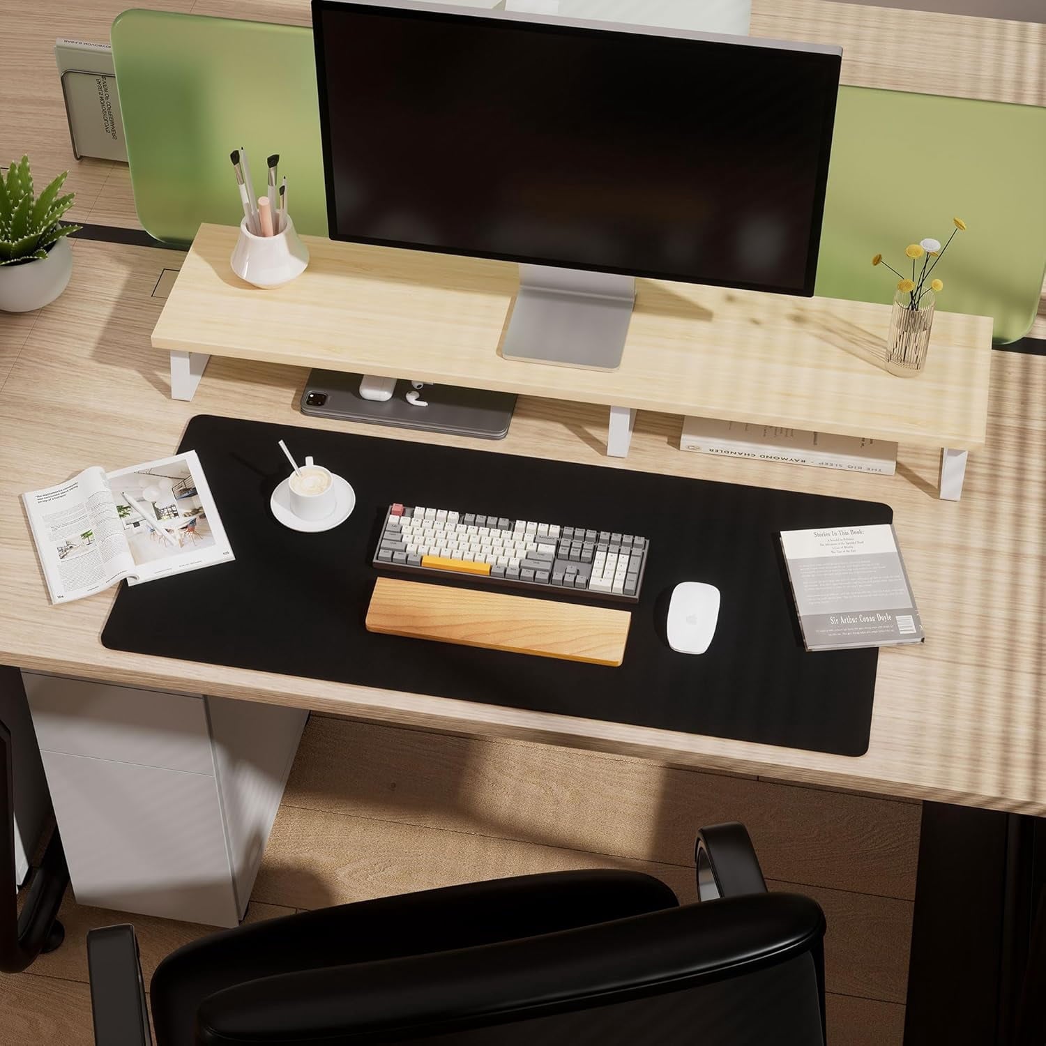Dual-Sided Desk Pad, Leather Desk Mat, Natural Cork Desk Pad Protector, Large Mouse Pad for Desk, Waterproof Desk Blo... - Image 3