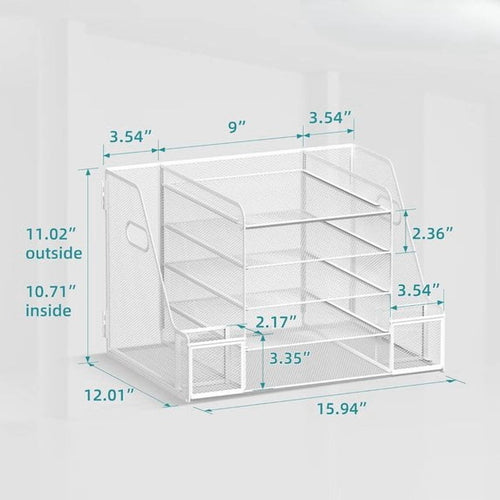 5-Tier Desk Organizer with File Holder, Mesh Paper Letter Tray Organizer with Magazine Holder, Desktop Organizer and ... - Image 2