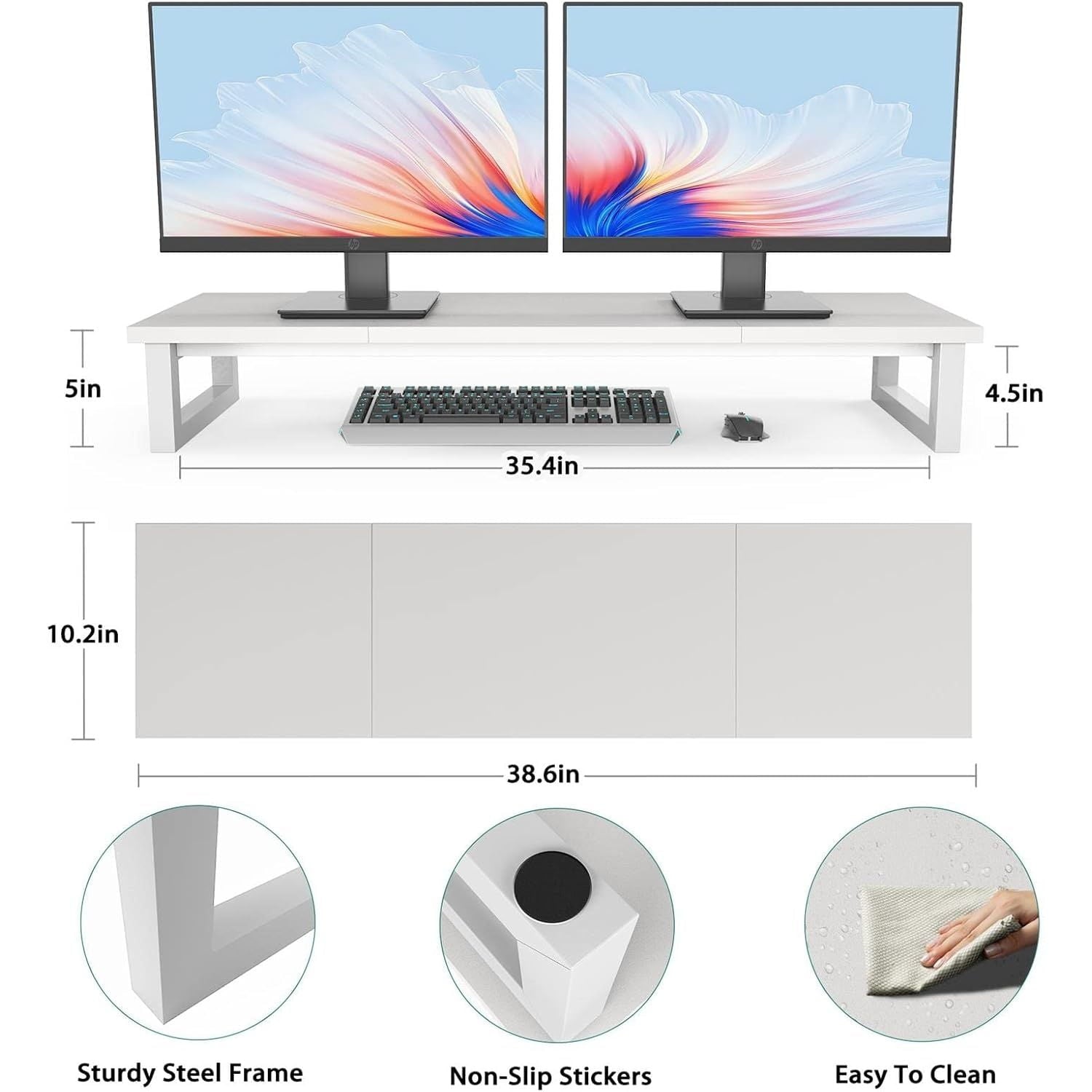 Riser, 39Inch Large s for 2 s, Computer , Wooden Desktop Oraganizer Shelf for Office Desk Computer,Laptop,TV - Image 5