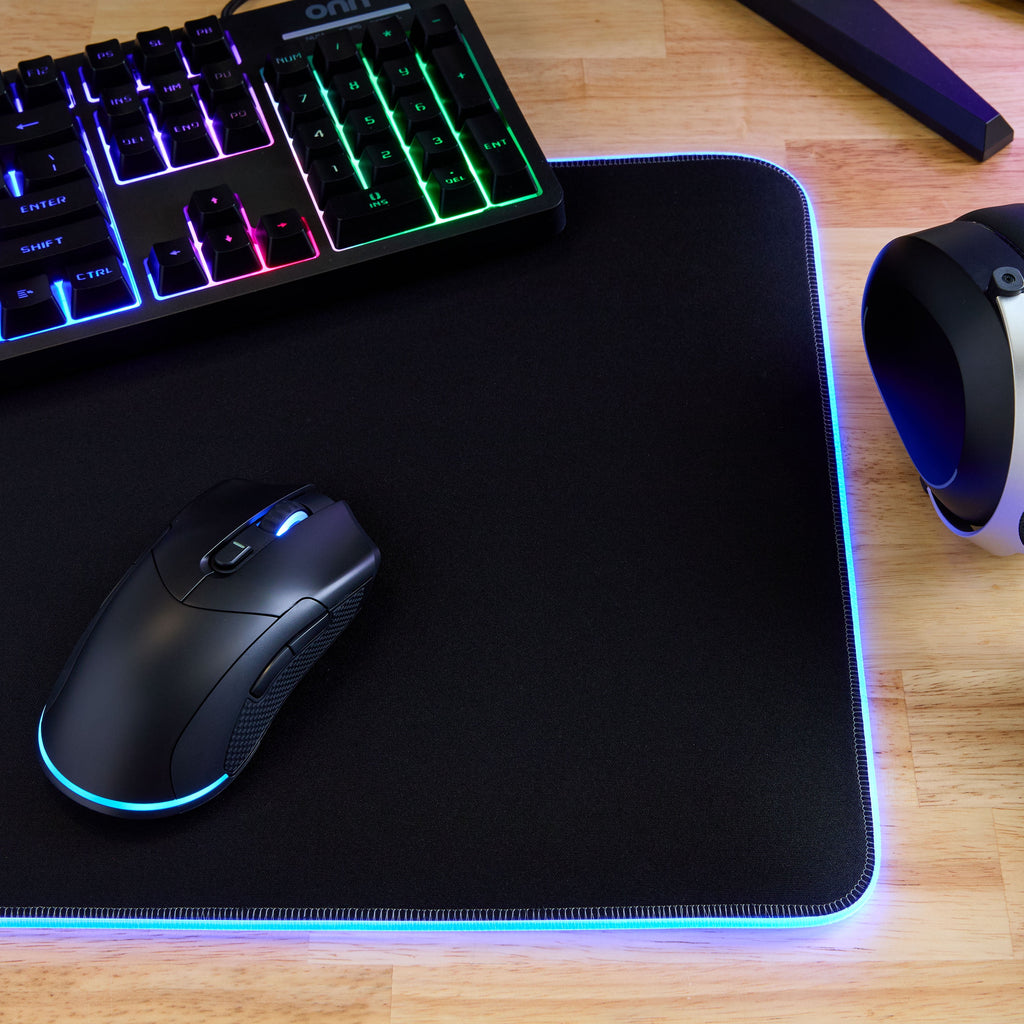 onn Gaming Desk Pad with LED RGB Lighting, Black 32", Rubber Anti-Slip base - Image 2