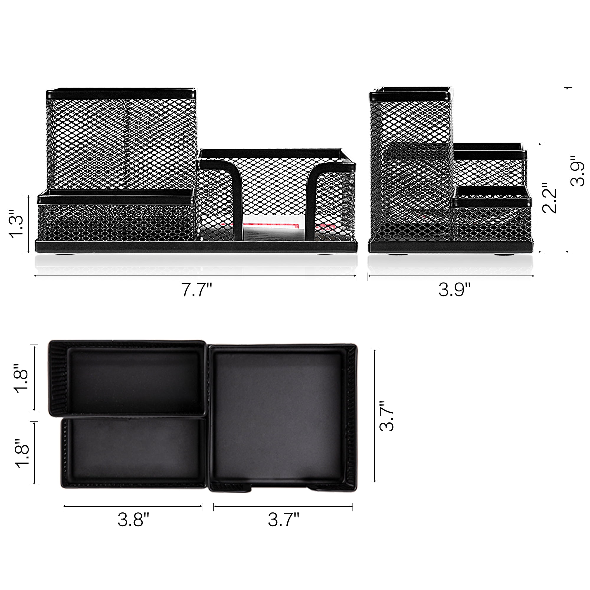 3-Compartments Organizer with Pencil Holder, Black - Image 4