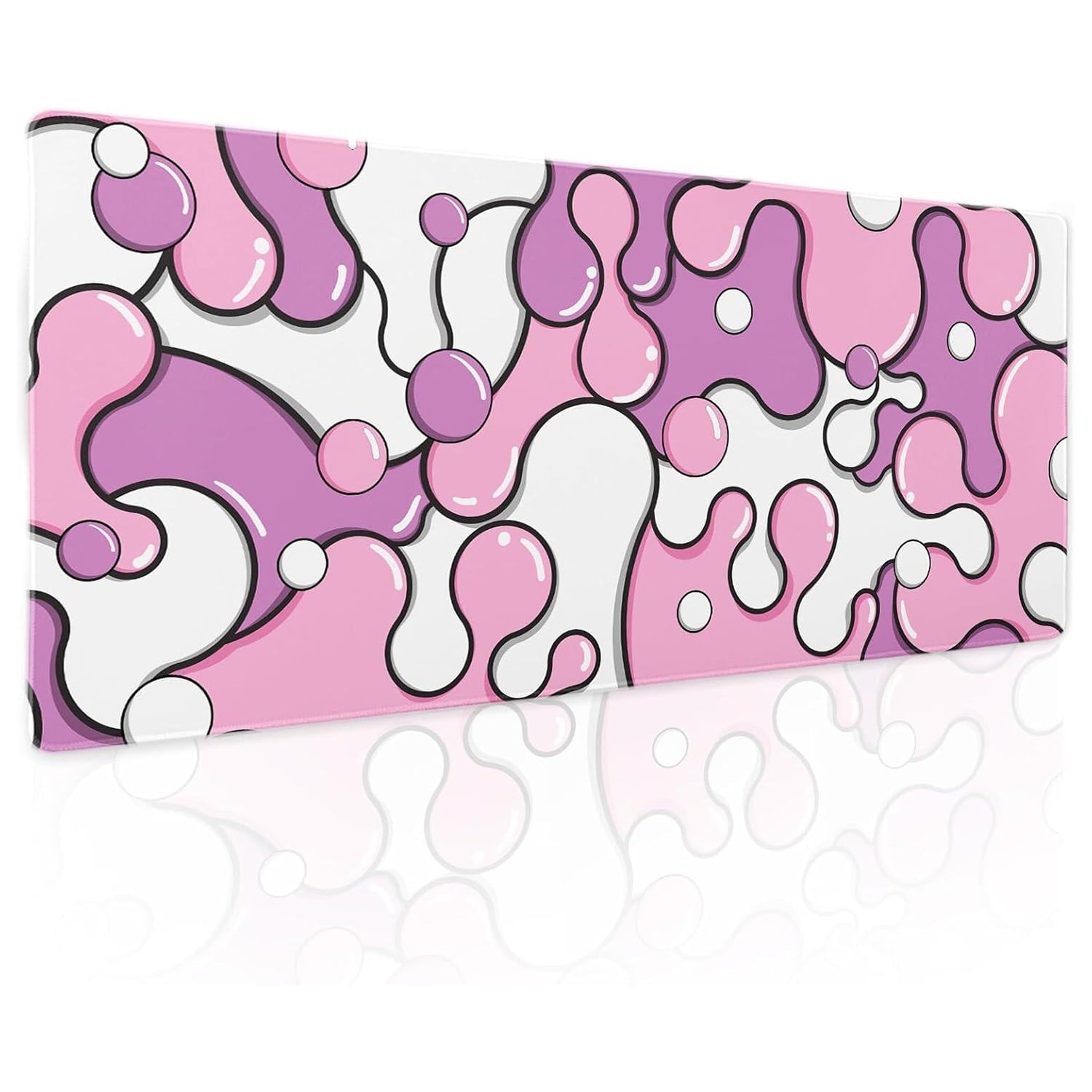 Large Mouse Pad, Pink Purple Fluid Desk Mat XL Extended 80x30cm for Keyboard and Computer, Non-Slip Rubber Base Stitc... - Image 2