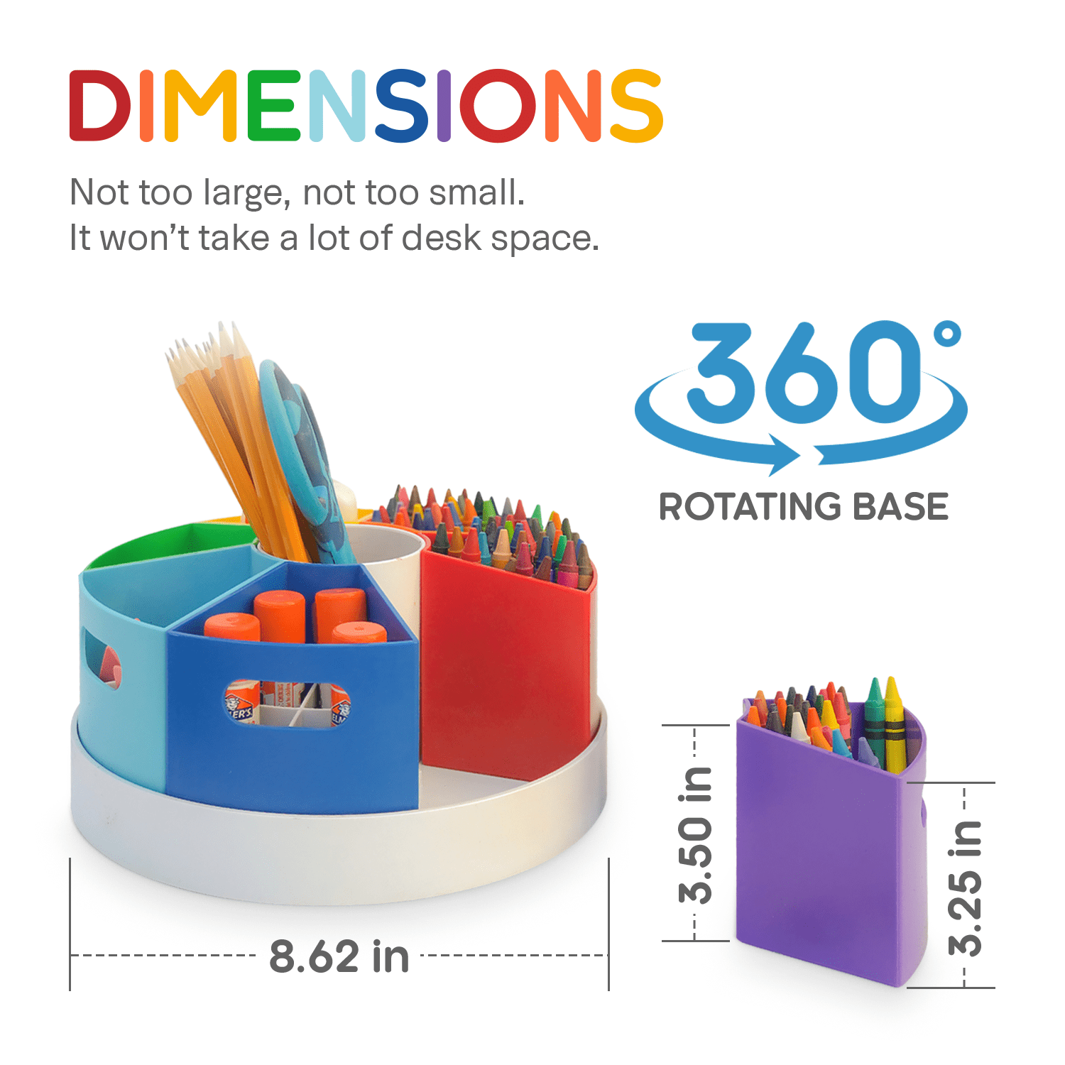 Crayon Organizer for Kids with Removable Dividers - Lazy Susan School Art Supplies Caddy , Markers & Pencils Holder ,... - Image 3