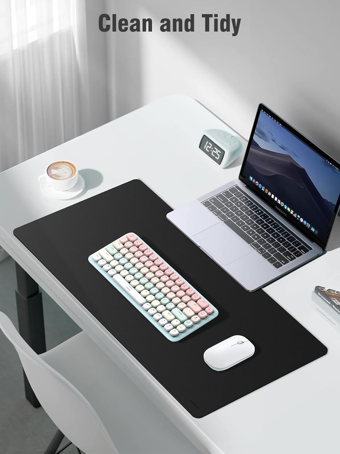 Desk Pad Protector, Office PU Leather Mouse Mat, 31.5 x 15.7, Waterproof & Non-Slip Base Large Mouse Pad for Home, Black - Image 2