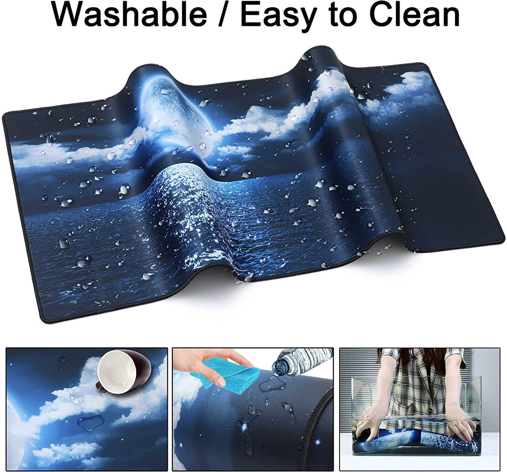 Desk Mat,Large Mouse Pad 35''''×15.6''''×0.12'''' XXL Extended Gaming Mouse Pad Mat with Non-Slip Base Stitched Eges ... - Image 4