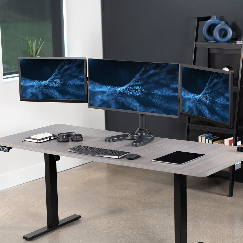 Triple Monitor Desk Stand Mount FreeStanding Adjustable 3 Screens up to 32" - Image 2