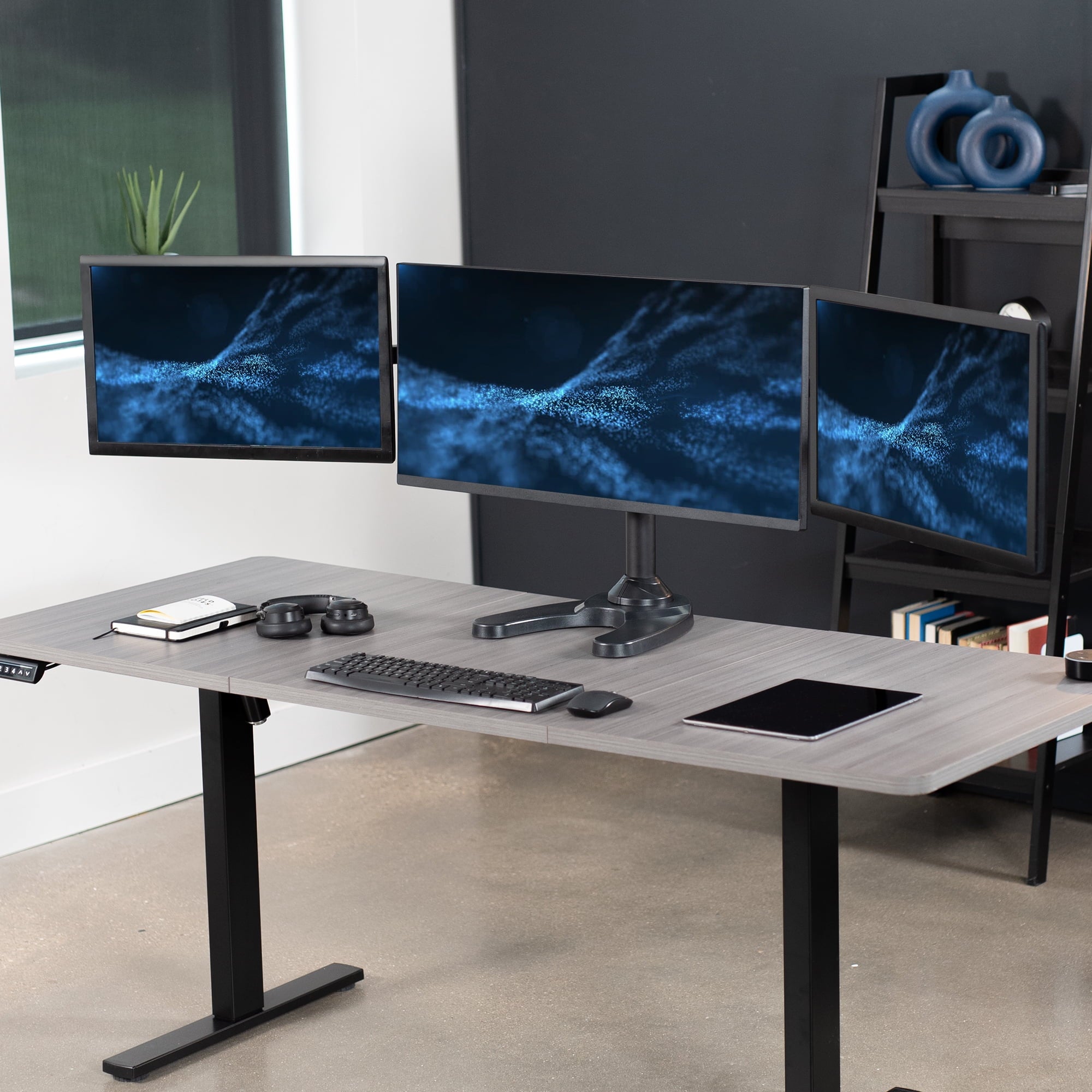 Triple Monitor Desk Stand Mount FreeStanding Adjustable 3 Screens up to 32" - Image 2