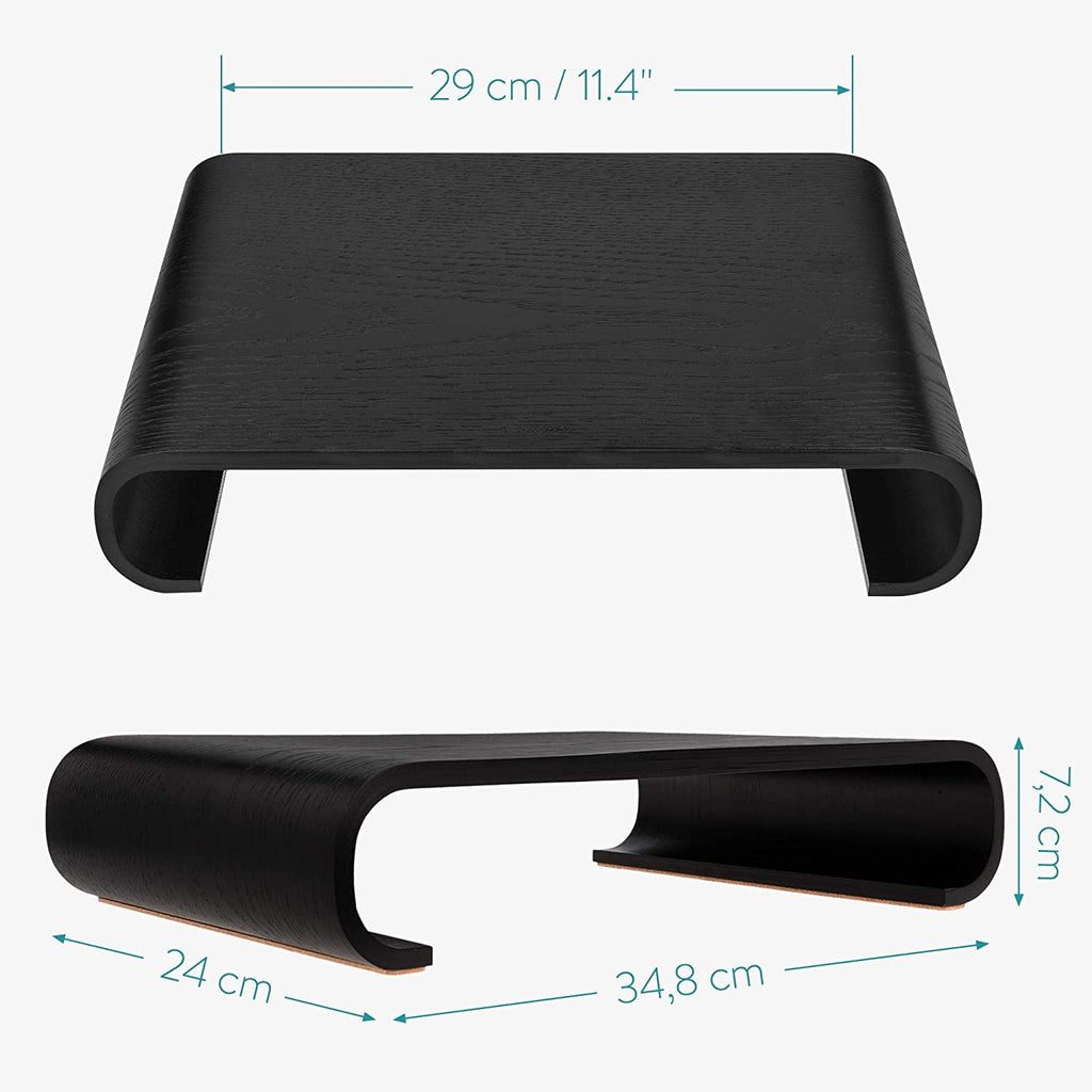 Wood Monitor Stand Riser - Computer Desk Organizer Desktop Dock Wooden Mount Display for PC TV Screen Notebook Laptop - Oak with Black Stain - Image 3