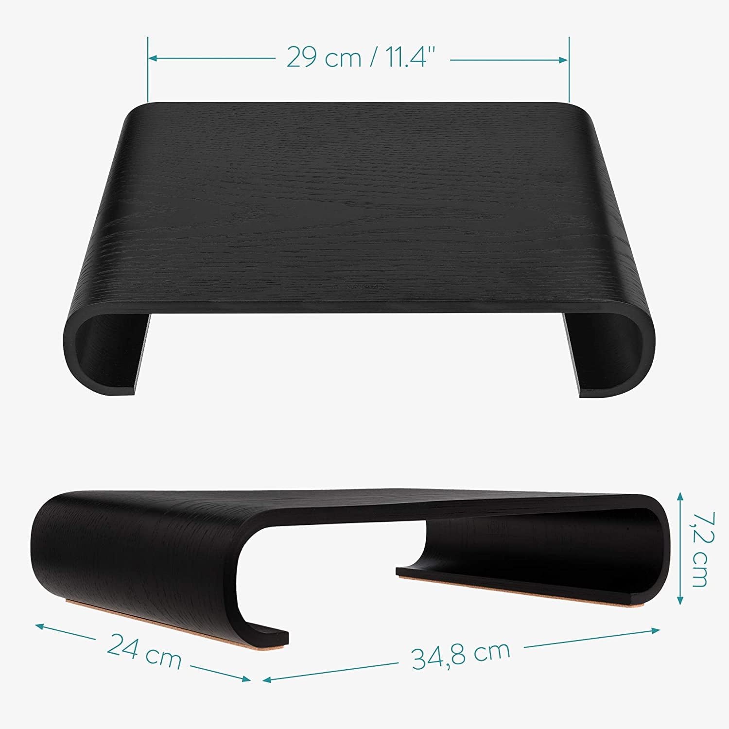 Wood Monitor Stand Riser - Computer Desk Organizer Desktop Dock Wooden Mount Display for PC TV Screen Notebook Laptop - Oak with Black Stain - Image 3