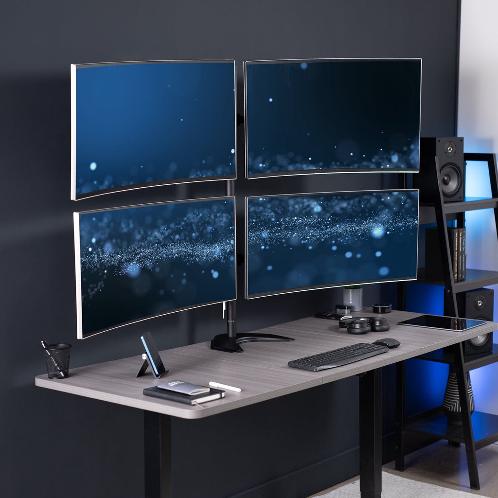 Telescoping Quad Ultra Wide 27" to 38" Monitor Freestanding Desk Stand - Image 2