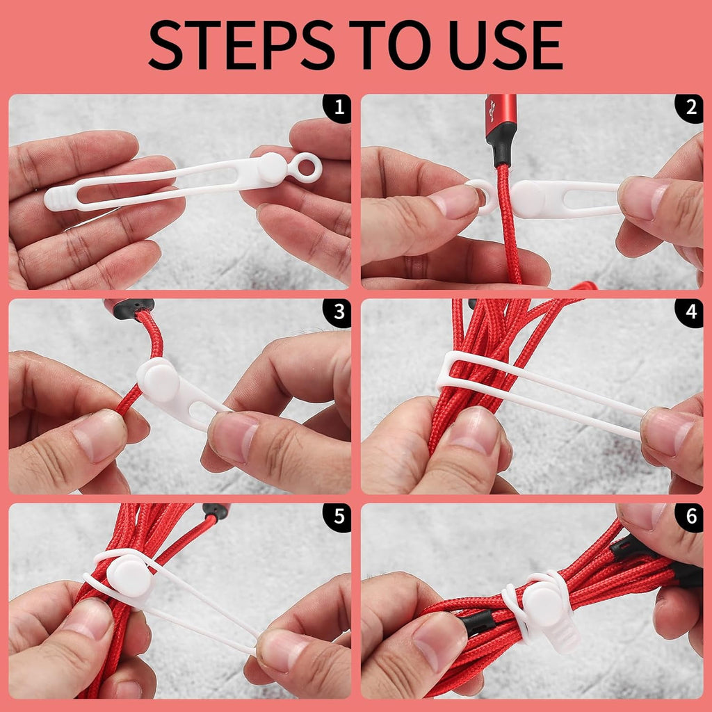 25 Pcs Silicone Cable Ties, Reusable Cable Straps Wire Organizer, Cable Management Cord Organizer for Fastening Earph... - Image 3