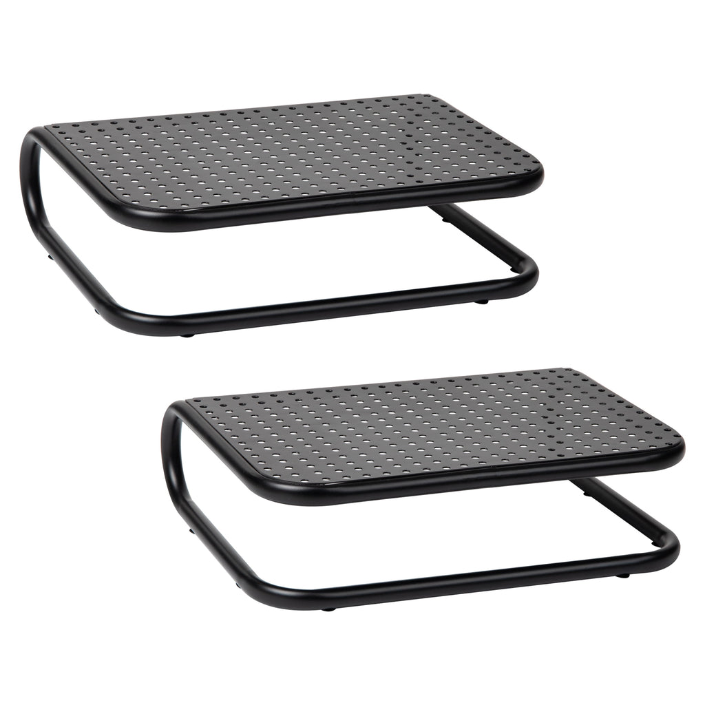 Metal Monitor Stand, Desk Riser Desktop Organizer 14.25"L x 11"W x 4.25"H, Set of 2, Black - Image 5