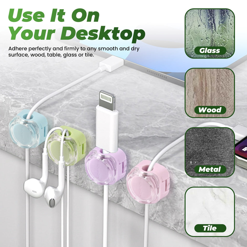 Sekonow 6 Pack Magnetic Cable Clips, Cord Organizer Holder Strong Adhesive Cable Management Wire Keeper for Desk Nightstand Office Car Phone - Image 4