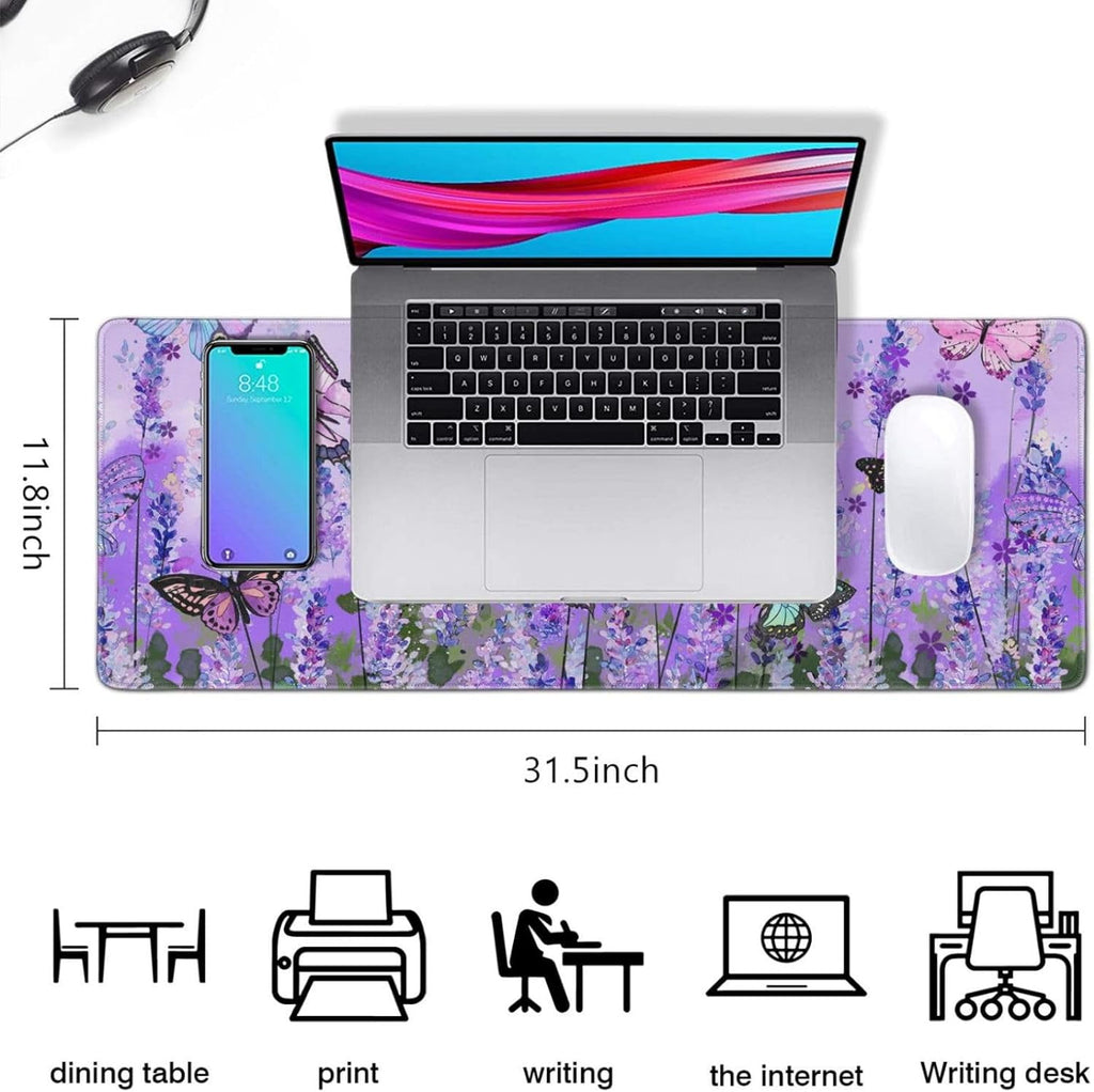 Butterfly Large Purple Desk Mat for Desktop - Office Desk Pad and Computer Desk Mat - Image 5