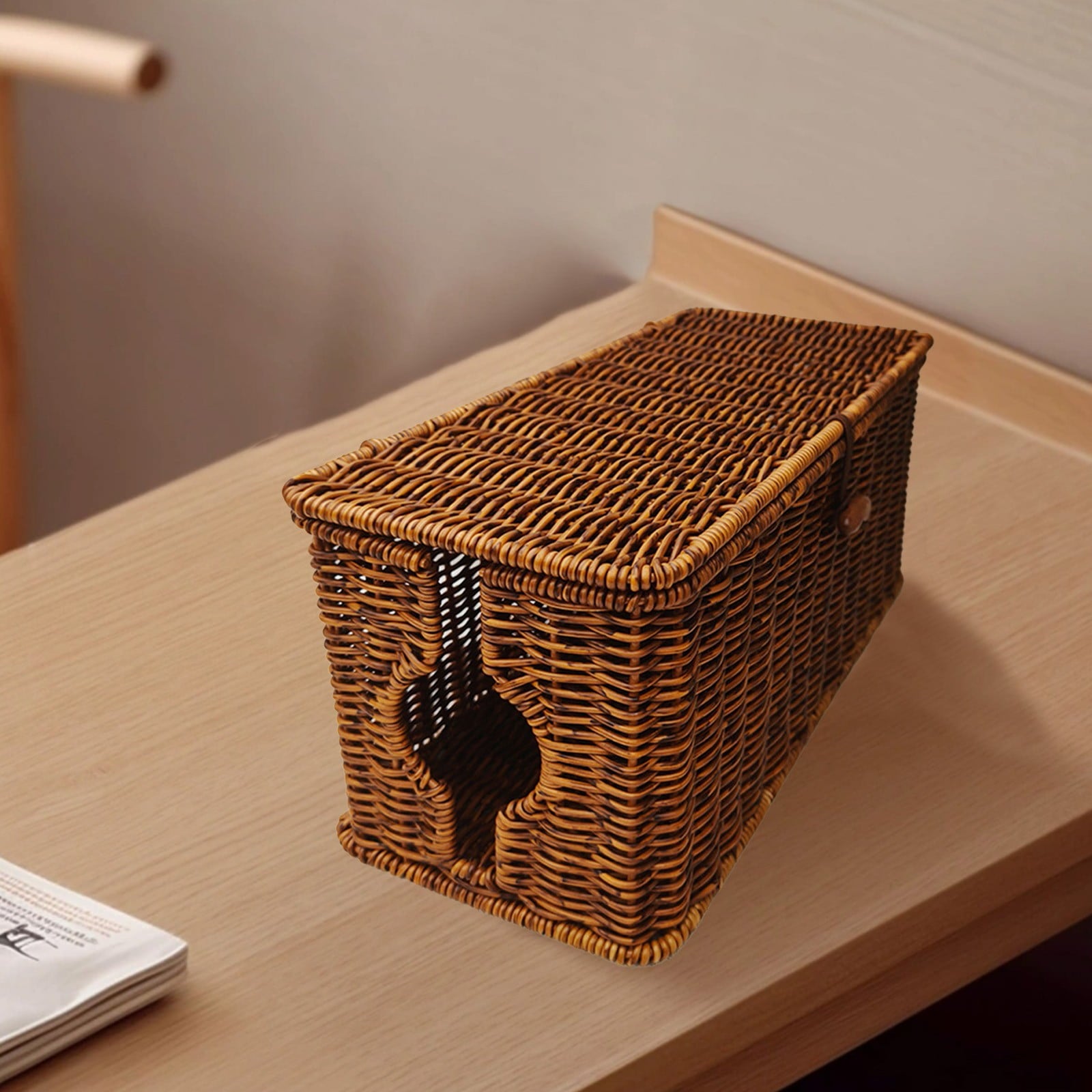 Storage Basket Handmade Cable Management Box Stylish & Functional Cable Organizer Slots For Home & Office TV Wires Computer Router USB Hub & - Image 5