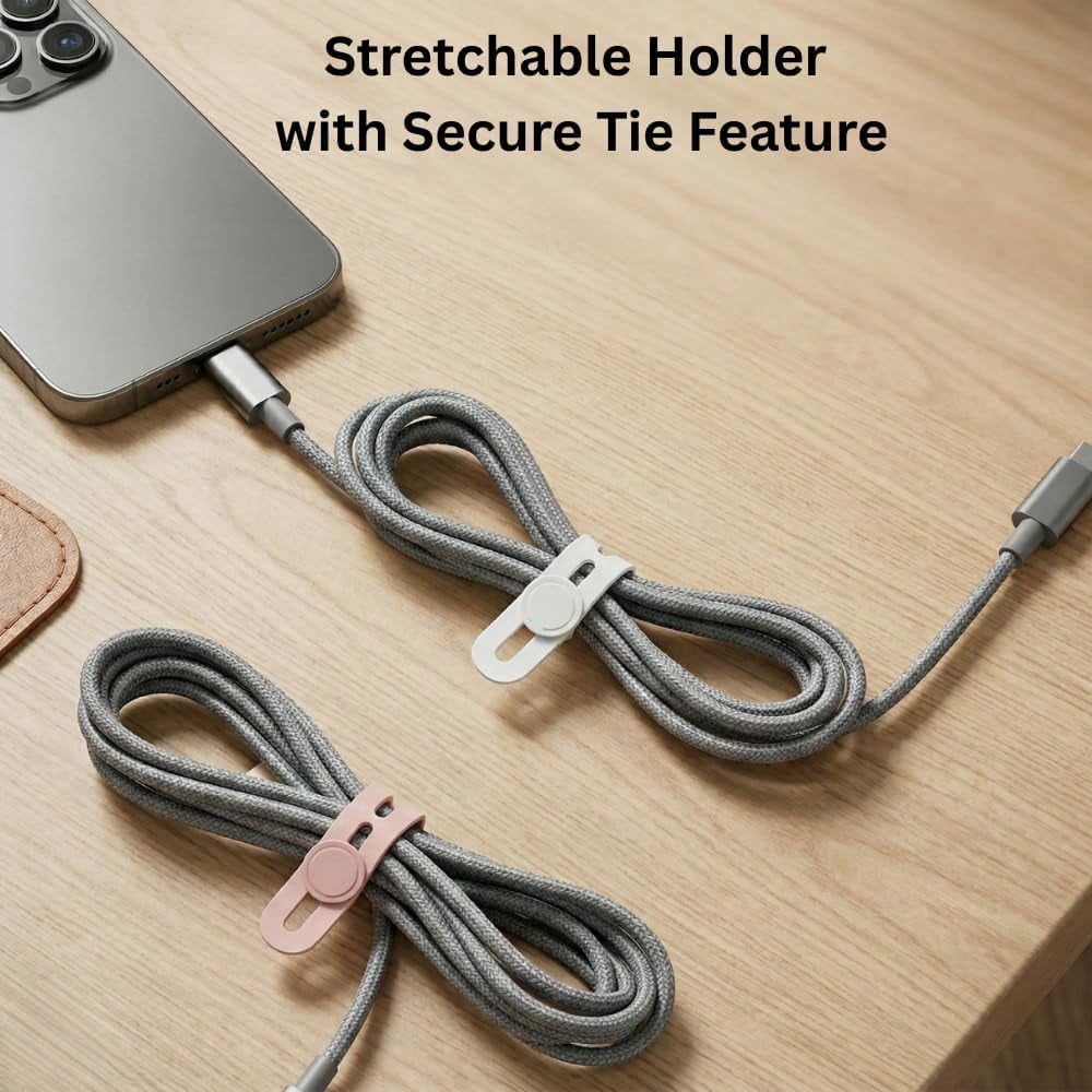 Reusable Silicone Cable Ties Pack of 24 Adjustable Cord Organizer Straps, Flexible Wire Management Bands, Multi-Color... - Image 4
