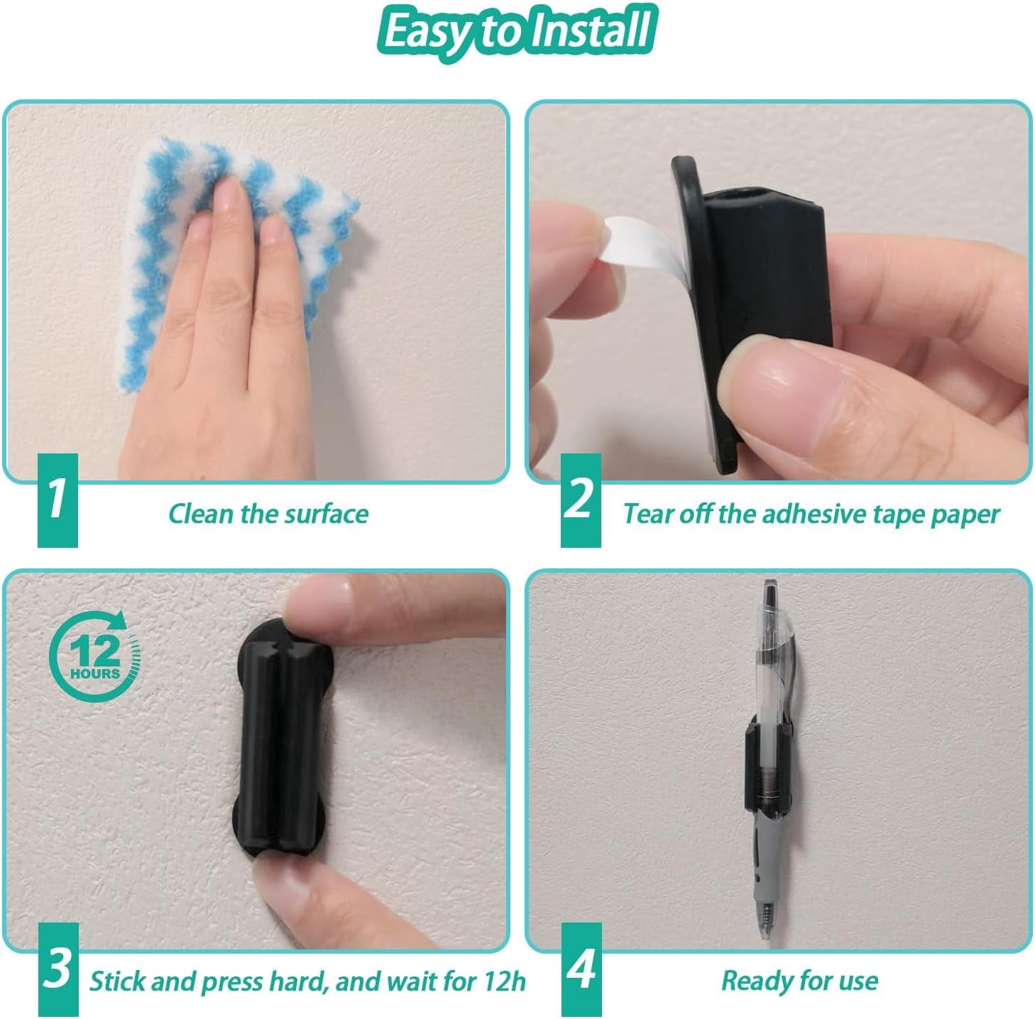 WLGJL Adhesive Pen Holder for Wall Pencil Holder for Desk Organizer, Silicone Pen Holders for Clipboard, Marker Holder Sticky Pen Holder for - Image 5